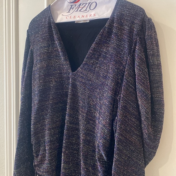 Ramy Brook Charlize Keyhole-Front Metallic Top Size L in Purple Multi - Picture 12 of 16